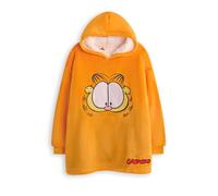Garfield Coperta indossabile per Bambini | Felpa con Cappuccio Oversize in Pile per Bambini in Arancione | Abbigliamento da casa Pullover con Cappuccio Unisex Lazy Tabby Cat Face