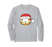Garfield Happy Merry Christmas Santa Hat Maglia a Manica