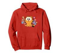 Garfield Kawaii Chibi Surrounded with Flowers Felpa con Cappuccio