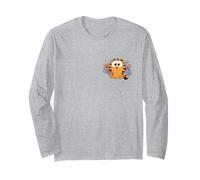 Garfield Kawaii Chibi Surrounded with Flowers Left Chest Maglia a Manica