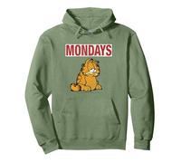 Garfield lunedì Felpa con Cappuccio, Unisex per Adulti, Verde Salvia, M