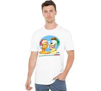 Garfield Merry And Striped T Shirt, White, Bianco, S Unisex-Adulto