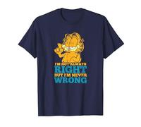 Garfield Never Wrong Maglietta, Uomo, Navy, 5XL