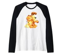 Garfield & Odie 3D Hugging Cute Cartoon Cat And Dog Maglia con Maniche Raglan