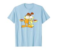 Garfield & Odie Happy Pizza Hug, Cartone Animato, Gatto Maglietta, Uomo, Celeste, L