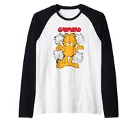 Garfield - Opera d'Arte in Stile retrò con Gatto Pazzo, in Piedi Maglia con Maniche Raglan
