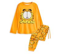 Garfield Set Pigiama da Donna | Top a Maniche Lunghe con Grafica Lazy Cat per Adulti e Pantaloni Pigiama a Gamba Lunga in Arancione | Indumenti da Notte con Stampa Integrale del Personaggio