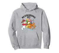 Garfield Sleighing It Sledding Cast Cute Christmas Holiday Felpa con Cappuccio