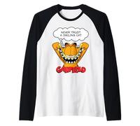 Garfield Sneaky Cheeky Cat Kitty LOL, Classico dei Cartoni Animati degli Anni '80 e '90 Maglia con Maniche Raglan