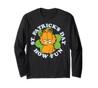 Garfield St. Patrick's Day How Fun Unimpressed Mood Portrait Maglia a Manica