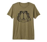 Garfield, Stencil con Gatto Affamato Lasagna Addict Face Epic Retro Maglietta Premium