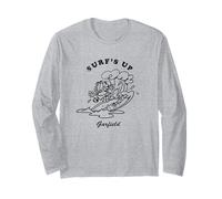 Garfield Surf's Up Retro Outline Illustration Beach Cartoon Maglia a Manica