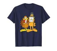 Garfield Thanksgiving Pilgrim Friends Distressed Group Shot Maglietta