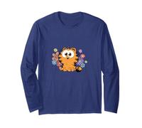 Garfield Too Cute To Care Chibi Floral Front & Back Maglia a Manica