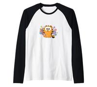 Garfield Too Cute To Care Chibi Floral Front & Back Maglia con Maniche Raglan