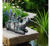 Garghilè solare con pompa, statuetta per laghetto con pompa solare e gioco d'acqua, decorazione da giardino in poliresina effetto bronzo, fontana solare per laghetto da giardino e corsi d'acqua