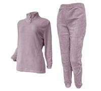 GARGIX Pigiama Donna Molto Caldo Pile Maglia E Pantalone S M L XL Invernale (IT, Testo, L, Regular, Regular, Standard, Luana-Malva)