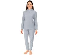 GARGIX Pigiama Donna Molto Caldo Pile Maglia E Pantalone S M L XL Invernale (IT, Testo, S, Regular, Regular, S, PL325-Grigio)