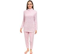 GARGIX Pigiama Donna Molto Caldo Pile Maglia E Pantalone S M L XL Invernale (IT, Testo, S, Regular, Regular, S, PKD-0015/Rosa)