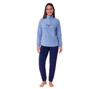 GARGIX Pigiama Donna Molto Caldo Pile Maglia E Pantalone S M L XL Invernale (IT, Testo, S, Regular, Regular, S, PKD-1235/Blu)