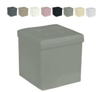 GARGIX PUFF POUF CONTENITORE QUADRATO ECOPELLE PANCA BAULE TRAPUNTATO (SEL-Fango)