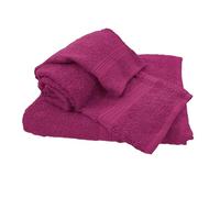 GARGIX SET TRIS 3 PEZZI ASCIUGAMANI SPUGNA BAGNO TELO DOCCIA VISO OSPITE PER HOTEL (Lory-9/Fuxia)