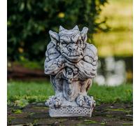 Gargoyle con spada guardiano statua in pietra 39 cm 19 kg grigio cemento anti...