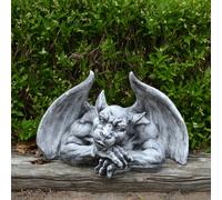 Gargoyle Guardiano del Cancello I Statua in Pietra 28 cm 20 kg Grigio Cemento...