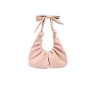Garhomtur - Borsa a tracolla da donna in nylon con fiocco e mezzaluna, grande, stile casual, increspato, per shopping, lavoro, viaggi, uso quotidiano, rosa