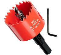 GARHWAL GarHWAL HSS M42 - Sega a tazza da 50 mm, con adattatore e trapano di centraggio, ideale per legno, plastica, cartongesso, compensato e metalli, profondità di taglio fino a 38 mm