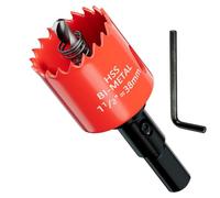 GarHWAL HSS M42 - Sega a tazza 38 mm, con adattatore e trapano di centraggio, ideale per legno, plastica, cartongesso, compensato e metalli, profondità di taglio fino a 25 mm