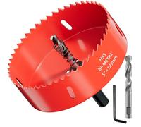 GarHWAL HSS M42 - Sega a tazza in metallo bi-metallo, 127 mm, con adattatore e punta di centraggio, ideale per legno, plastica, cartongesso, compensato e metalli, profondità di taglio fino a 32 mm