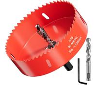 GarHWAL HSS M42 - Sega a tazza in metallo bi-metallo, 130 mm, con adattatore e punta di centraggio, ideale per legno, plastica, cartongesso, compensato e metalli, profondità di taglio fino a 32 mm