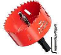 GarHWAL HSS M42 - Sega a tazza in metallo bi-metallo, 85 mm, con adattatore e trapano di centraggio, ideale per legno, plastica, cartongesso, compensato e metalli, profondità di taglio fino a 32 mm