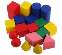 GARIOUANS 18pezzi Blocchi Geometrici in Legno Forme Solidi Per Classe Insegnamento Apprendimento Geometria Studente Costruzione Set
