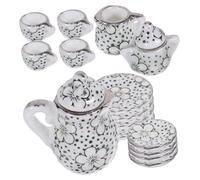 GARIOUANS 1set Miniaturale Di Ceramica Per Casa Delle Bambole Di Teiera Tazze e Piatti Per Decorazione Della Casa Atmosfera Accogliente e Realistica