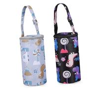 GARIOUANS 2 pezzi Borsa Termica per Bottiglia con Motivi Cartoon Isolante e Resistente in Oxford per Latte Caldo per Passeggino e Zaino Portabottiglia per Mamme in Cotone Imbottito