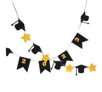 GARIOUANS 2 Pezzi Festone Decorativo per Laurea con Cappello da Dottore e Stelle per Festeggiamenti Laurea Banner per Foto e Atmosfera Festa