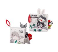 GARIOUANS 2 pezzi Libri di Stoffa per Bagnetto per Ragazzo Ragazza Anno Morbidi Resistenti allo Strappo Stimolazione Visiva e Sensoriale con Tema Oceano e Foresta Sicuri e Lavabili per