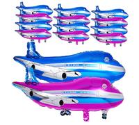 GARIOUANS 20 Palloncini Aeroplano in Alluminio Foil per Compleanno Decorazione Tema Aereo Leggeri e Resistenti Blu Rosa Addobbi Originali per Foto e Party
