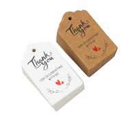 GARIOUANS 200 Pezzi Tag di Ringraziamento e Mini Biglietti di Ringraziamento in Carta Kraft, Etichette per Matrimoni e Compleanni, Decorazioni Regalo Multiuso per Feste e Bomboniere