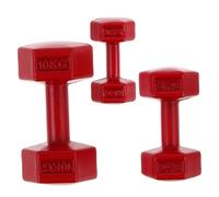 GARIOUANS 3 Pezzi Mini Manubri Decorazione Di Scene in Miniatura Supporto Per Manubri Peso Della Casa Delle Bambole Giocattoli in Miniatura Manubrio a Mano Mini Bilanciere Lega Rosso