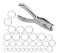 GARIOUANS 30 Pezzi Anelli per Carta in Metallo 15mm 25mm 35mm Set da 30 Pezzi con Perforatrice a Foro Singolo per Rilegatura Libri e Raccoglitori, Clip Circolari Apribili per Ufficio, Scuola