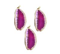 GARIOUANS 3pezzi Pendenti Artigianali in Pietra Naturale Di Agata Irregolare Con Placcato Per Accessori Te Come Collane Bracciali Charm e Decorazioni Da Appendere in Stile Rosato