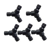 GARIOUANS 5 Pezzi Connettori Y in ABS Raccordi Rapidi Tre Vie per Tubo Acqua Giardino Multiuso per Estensione e Riparazione Tubi Attacchi Resistenti e Facili da Collegare Nero