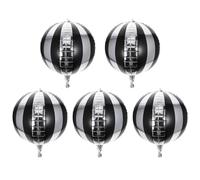 GARIOUANS 5 pezzi Palloncini Foil Strisce Metallizzati Nero per Feste Compleanno e Matrimoni Palloncini Sferici in Film Alluminio Resistenti Odore Decorazioni Eleganti per Pareti e Finestre
