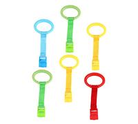 GARIOUANS 6 Crib Pull Rings Plastic For Stand Up Training Smooth Rounded Edges Safe For Early Color Recognition Hanging Hand Pull Rings