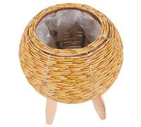 GARIOUANS Cesto per Piante Intrecciato in Legno Supporto per Vasi da Interno Cesto per Fiori per Casa Design Stabile Treppiede per Soggiorno Cucina e Balcone