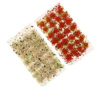 GARIOUANS Ciuffi di Fiori e Ciuffi D'erba in Miniatura Statici, Decorazione per Plastici Ferroviari e Diorami Fai da Te, Set da 2 Scatole Rosso e Rosa per Scenari Militari e Modellismo