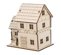 GARIOUANS Kit di Montaggio Casa in Legno con LED Modello Architettonico Miniatura Te e Verniciabile per Adulti e Progetto Creativo e Decorativo